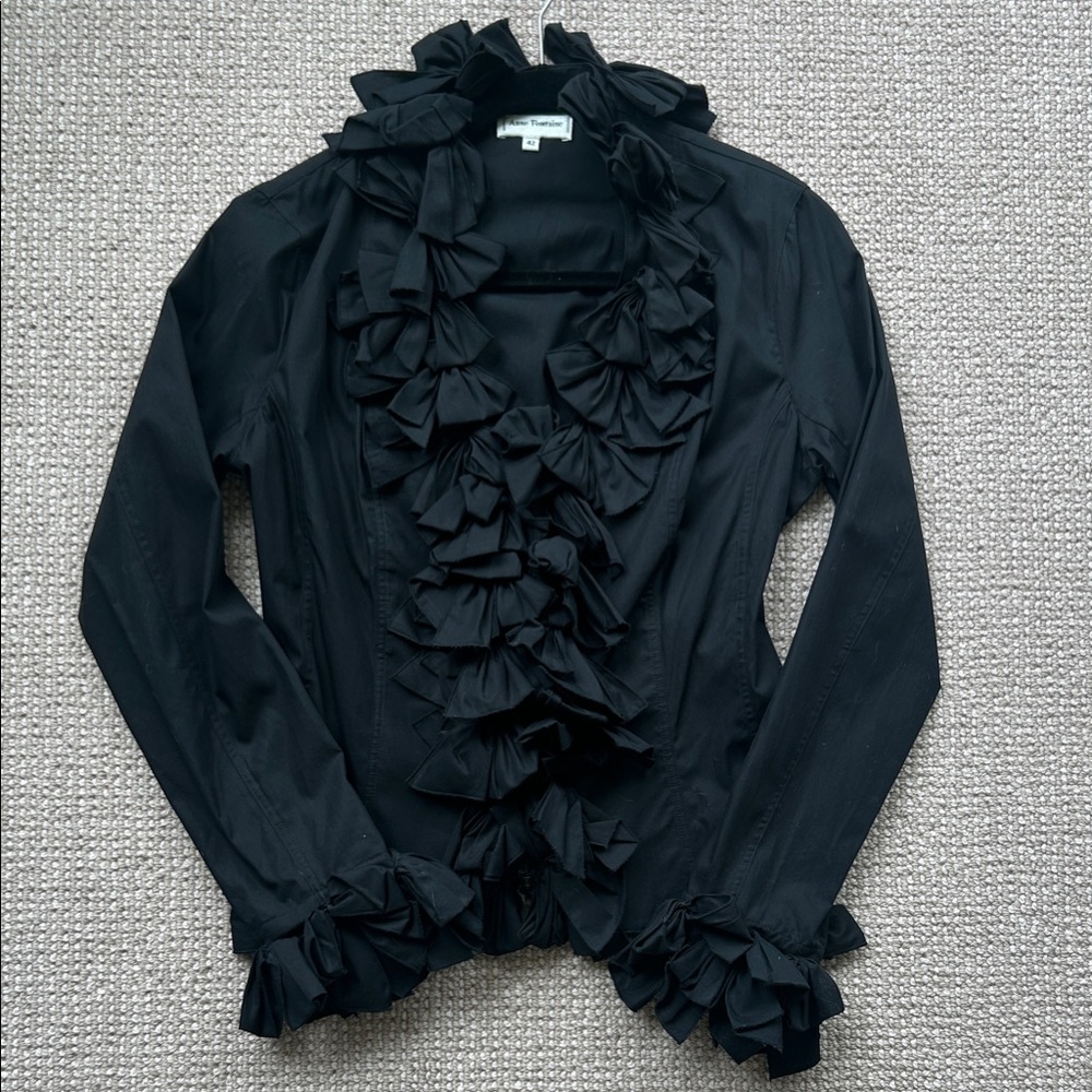 Anne Fontaine Black Ruffled Blouse